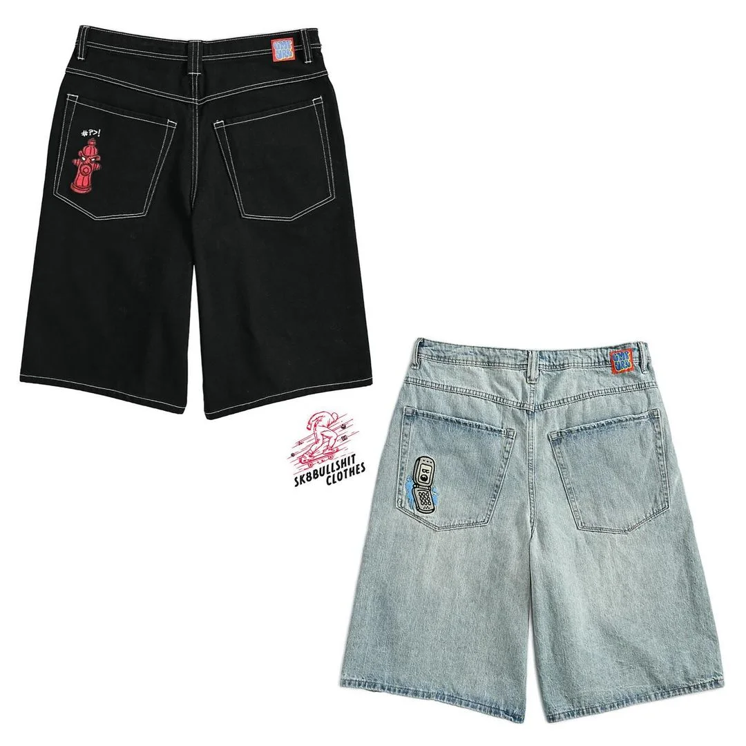 Y2K cartoon pattern printed shorts punk fashion simple sweatpants Harajuku hip-hop retro denim shorts summer jogging pants denim shorts summer jeans shorts