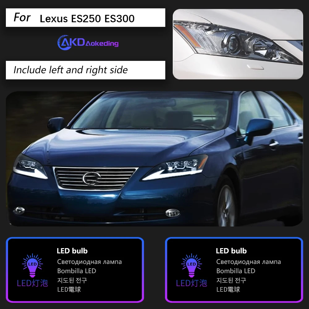 렉서스 ES용 자동차 조명, LED 헤드라이트 2006-2012, ES300, ES350 램프, Drl 프로젝터 렌즈, 자동차 액세서리, ES200, ES240, ES260LED