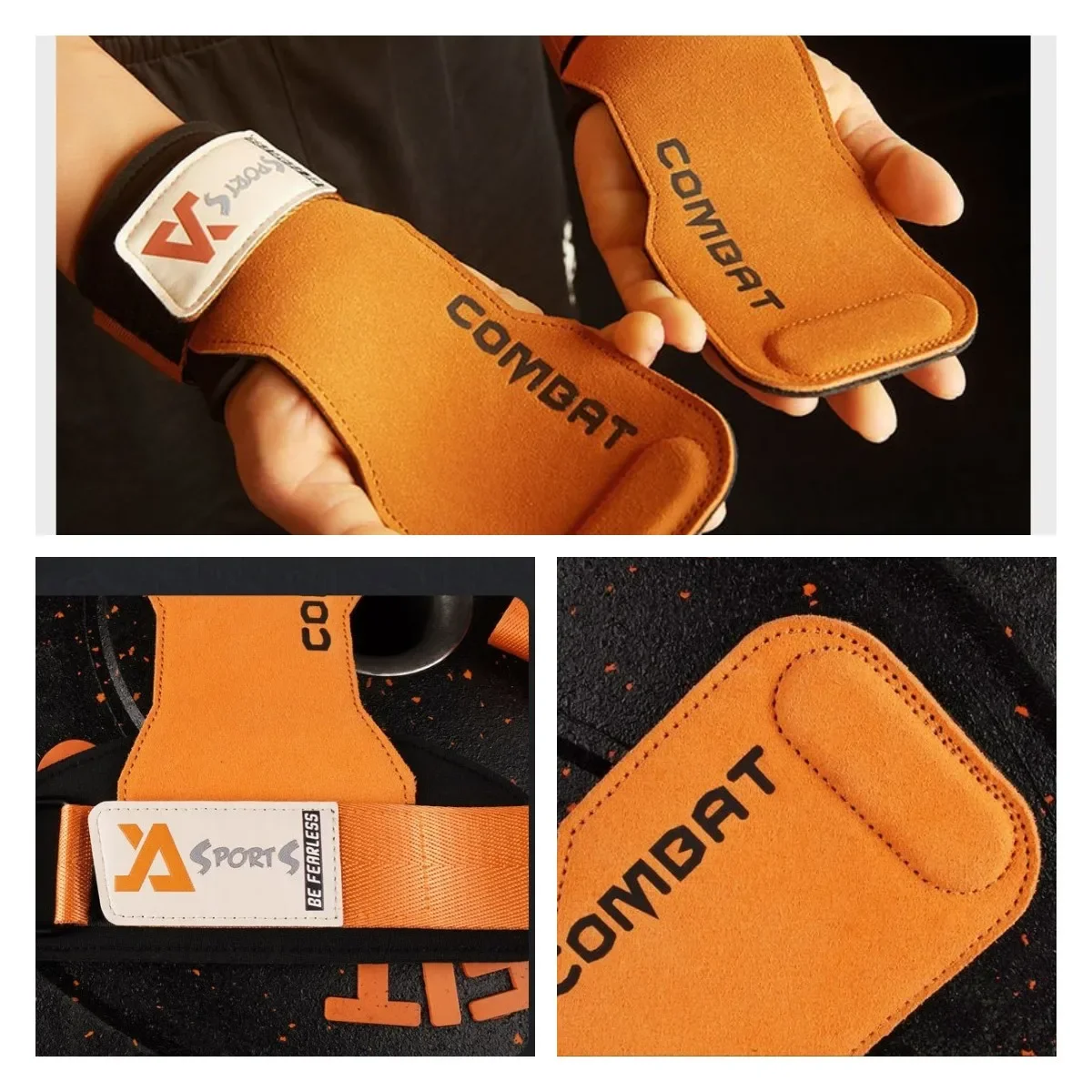3-layers Cowhide Gym Fitness Gloves Grips Anti-Skid Weightlifting Belt Pads Deadlift Belts Workout Professional Palm Protection