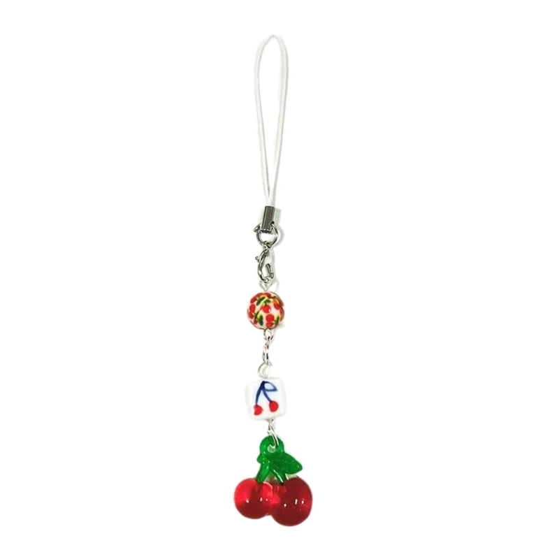 

Simple Cherry Bead Hangings Pendant Phone Strap Bag Decoration for Girls