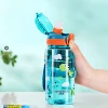 600ml Dinosaur Water Bottle For Kids Water Sippy Cup With Silicone Straw Leakproof Plastic Water Bottles Summer Kids Water Cup 2