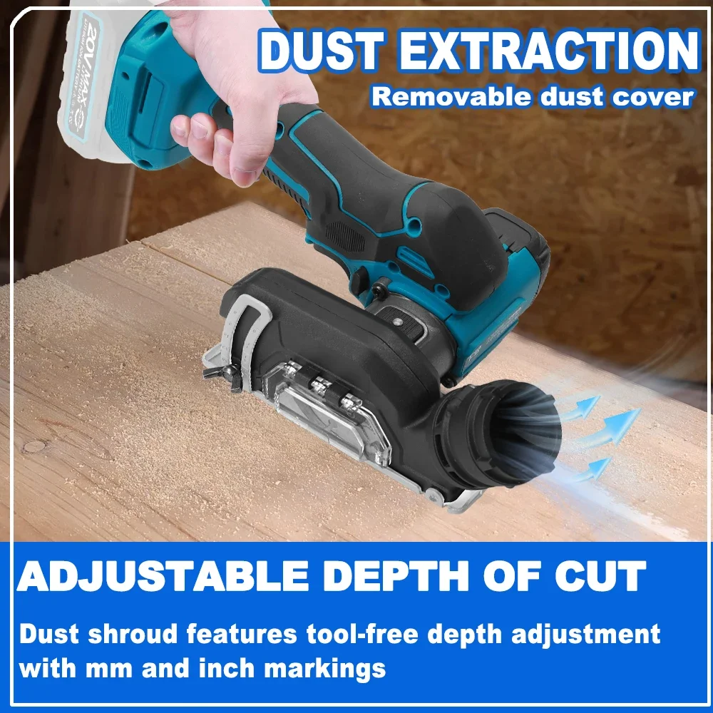 ONEKFYFD Angle Grinder 3inch Speed Variable Cordless Electric Grinding Cutting Woodworking Tool for Makita 18V Battery 4