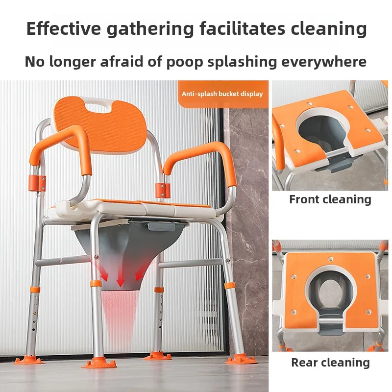 Dual Purpose Bathroom Chairs Toilet Chair Aluminum Alloy Non-slip shower stool Height Adjustable Toilet Support for Elderly