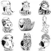 Little Dinosaur Owl Snake Pangolin Hippopotamus Pendant Charm Bead Fit Original Silver European 925 Bracelet Jewelry for Women 1