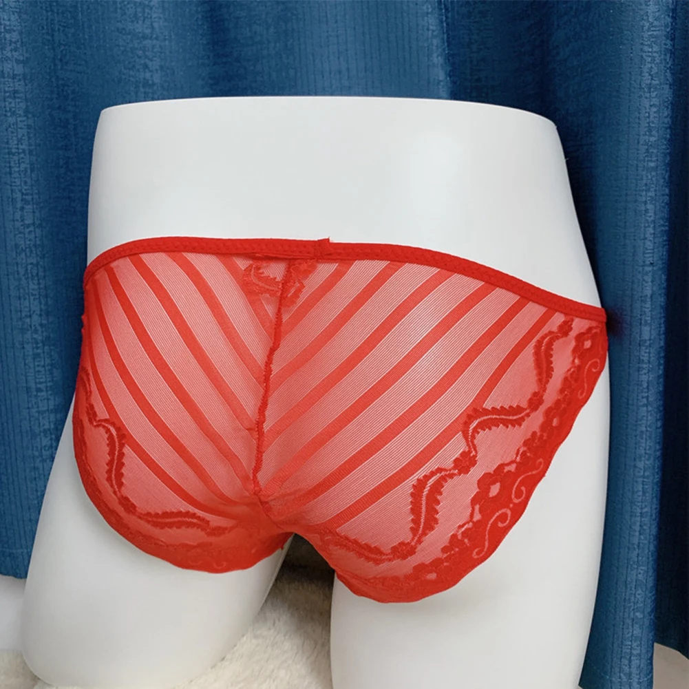 

Men Sexy Lace Thong Briefs Underwear Bikini Hombre Lingerie Pouch G String Jockstrap See-through Lightweight Underclothes