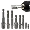 Drill Socket Adapter Kit Impact Drill Extension Bit Socket Adapter Kit 1/4'' 3/8'' 1/2'' Square Head 1/4'' Hex Shank Drill Tools 1
