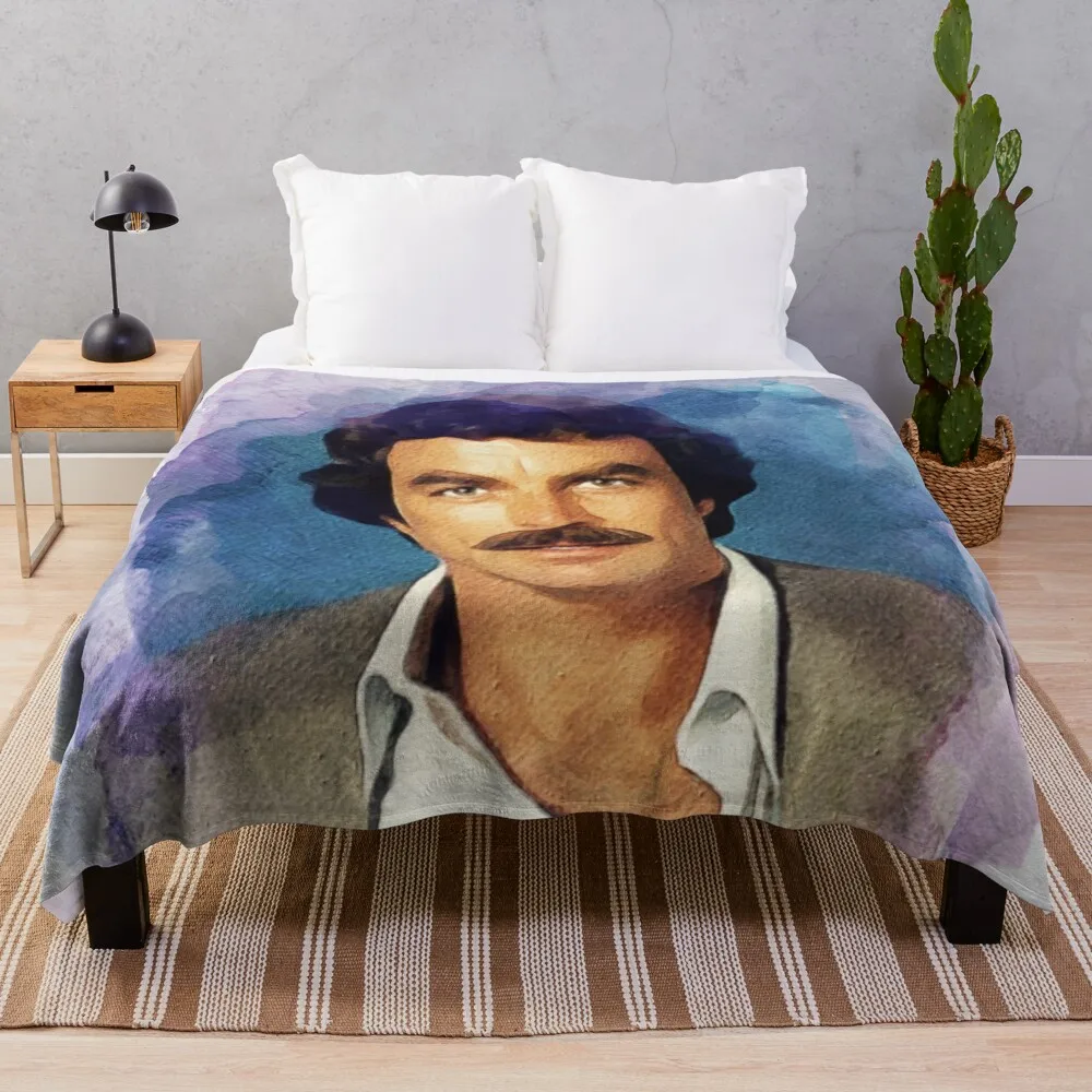 

Tom Selleck, Actor Throw Blanket bed plaid throw blanket for sofa Travel Blanket Dorm Room Essentials