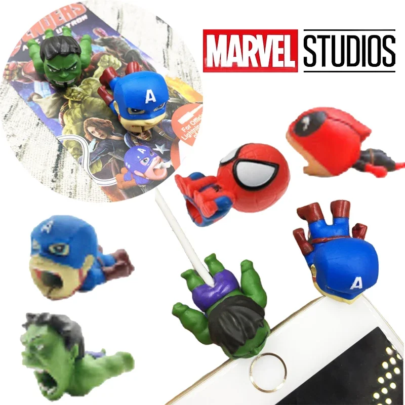 Marvel Spiderman Cartoon Usb Data Cable Protective Sleeve for IPhone Charger Cable Winder Case The Hulk Mobile Phone Accessories