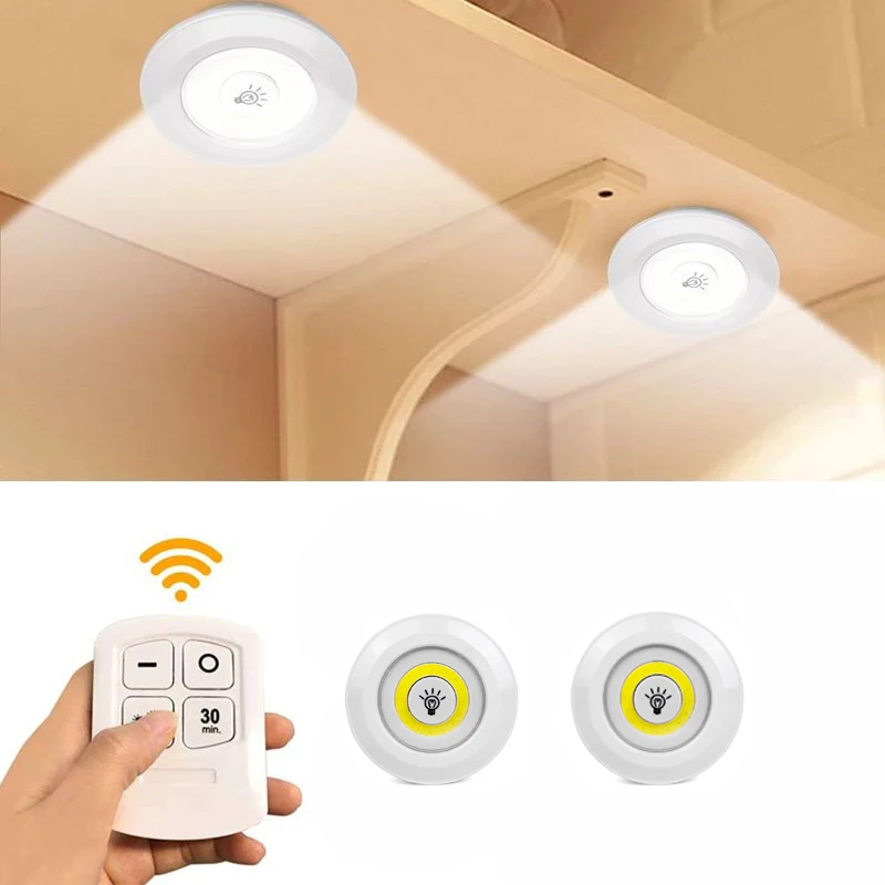 

Smart Wireless Cob Under Cabinet Light LED Remote Control Dimmable Wardrobe Night Lamp Home Bedroom Kitchen Nightlight