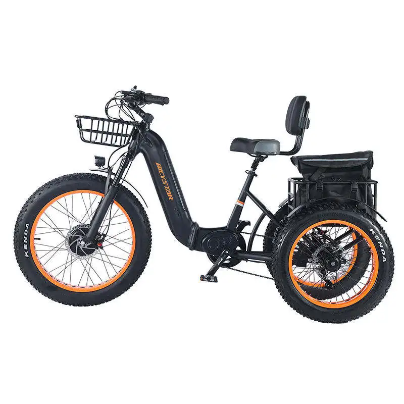 2025 26-Zoll-Dreirad für Erwachsene, elektrisches Assist-Pedal, Lastenfahrrad, 7-Gang-Elektro-Dreirad weit 6