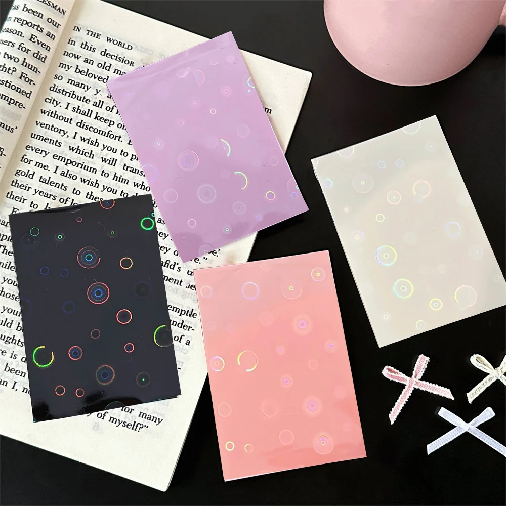 50PCS Laser Dot Decor Photocard Sleeves Holographic Photocard Holder Protective Cover Transparent Card Packaging Supplies 3