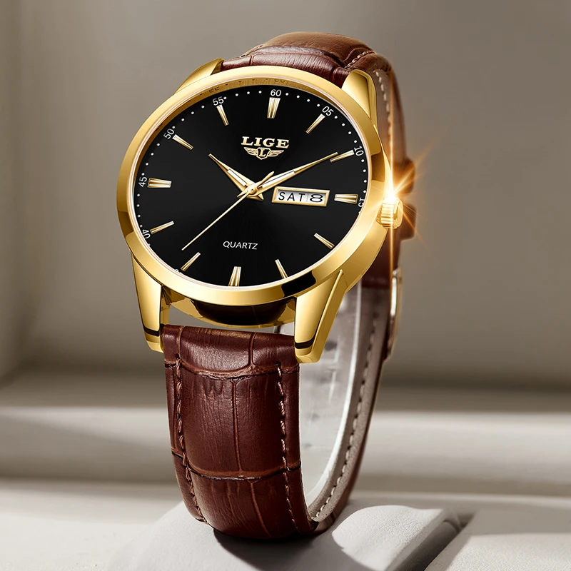 LIGE Fashion Military Watches for Men Luxury Original Sports Calendar Week  Watch ​Waterproof Quartz Clock Big  Dial WristWatch