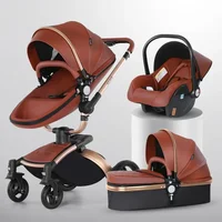 Baby stroller 3in1 Two-way High Landscape baby carriage PU leather Foldable shock-absorbing eggshell stroller 2in1