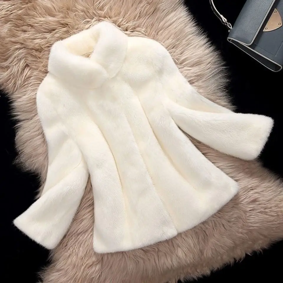 

2023 Autumn And Winter New Imitation Rabbit Fur Slim Long-Sleeved Zipper Fur Coat Women's Stand Collar Women's Jacket