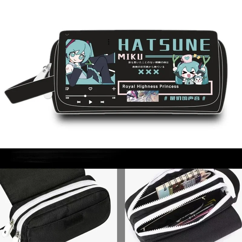 Trousse Anime Miku En Toile - Grande Capacité 21x10x6 Cm - Fournitures Scolaires Pour Fans