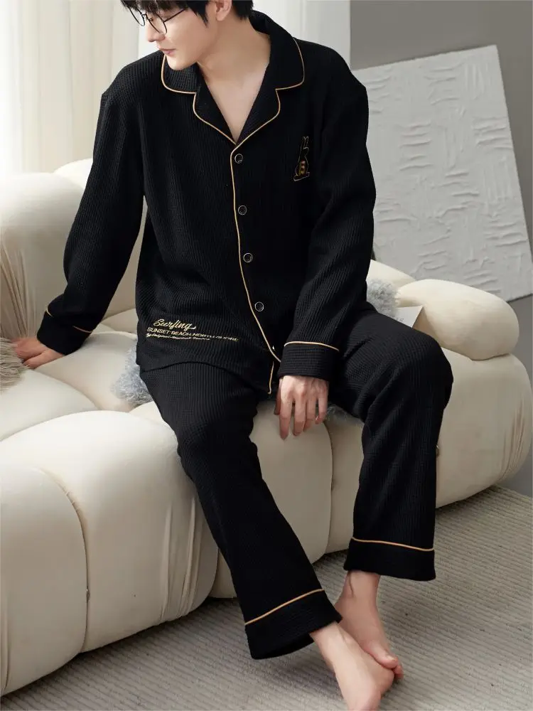 Couple Sleepwear Men's Cotton Pajamas Silk Sleeping Men Luxury Brand Room Wear New Men's Clothing Set Pijama One Piece