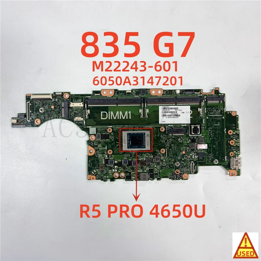 

Laptop Motherboard M22243-6016050A3147201 For HP 835 G7 WITH R5 PRO 4650U Fully Tested, Works Perfectly