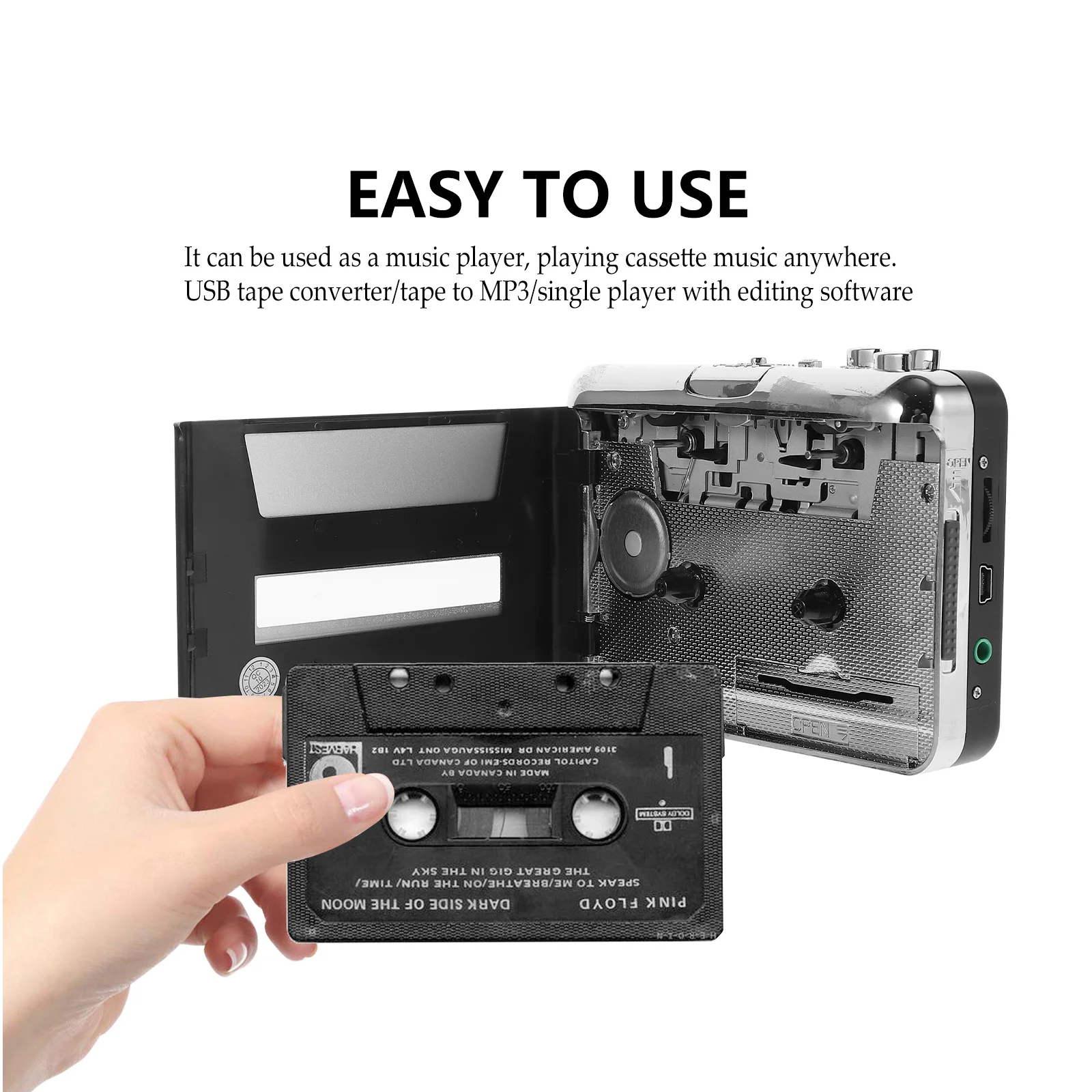 Cassette Player Tape to MP3 Converter USB Portable Audio Capture