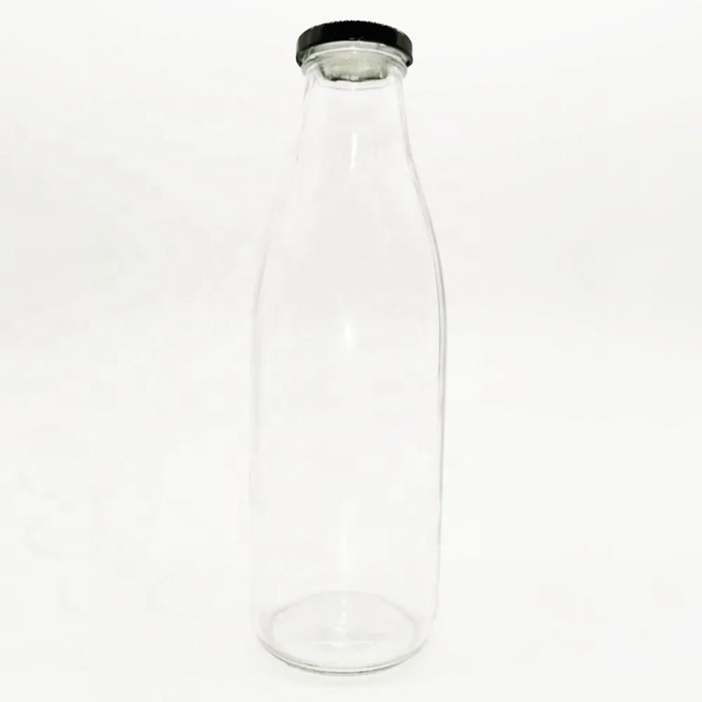 250ml 500ml Round Transparent Glass Bottle with Leak Proof Metal Lug for Milk Juice MOQ2000 Best Price Customized Printing Logo 4