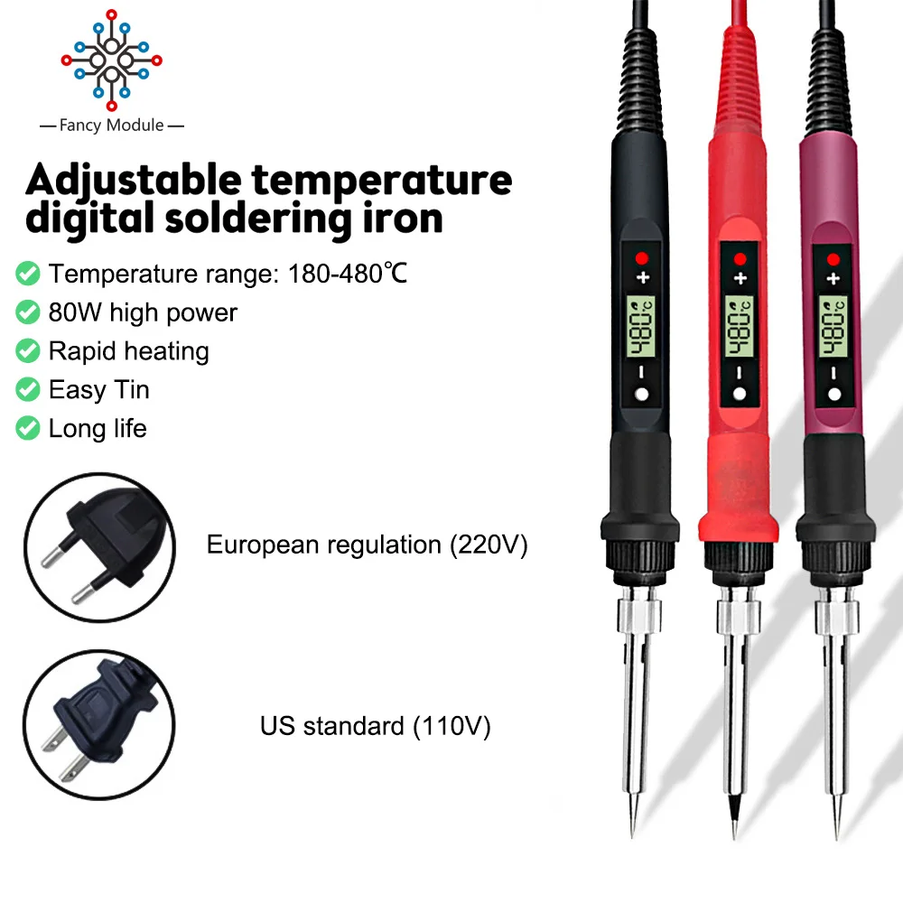 

80W Electric Digital Soldering Iron AC220-240V AC110-120V Temperature Adjustable with Solder Suction Unit for Welding Soldering