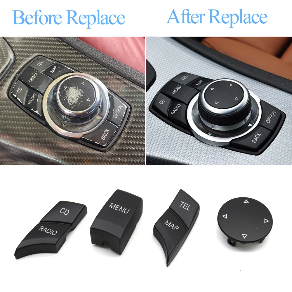Car Console Multimedia Control Knob Button Cover For BMW 1 3 5 X1 