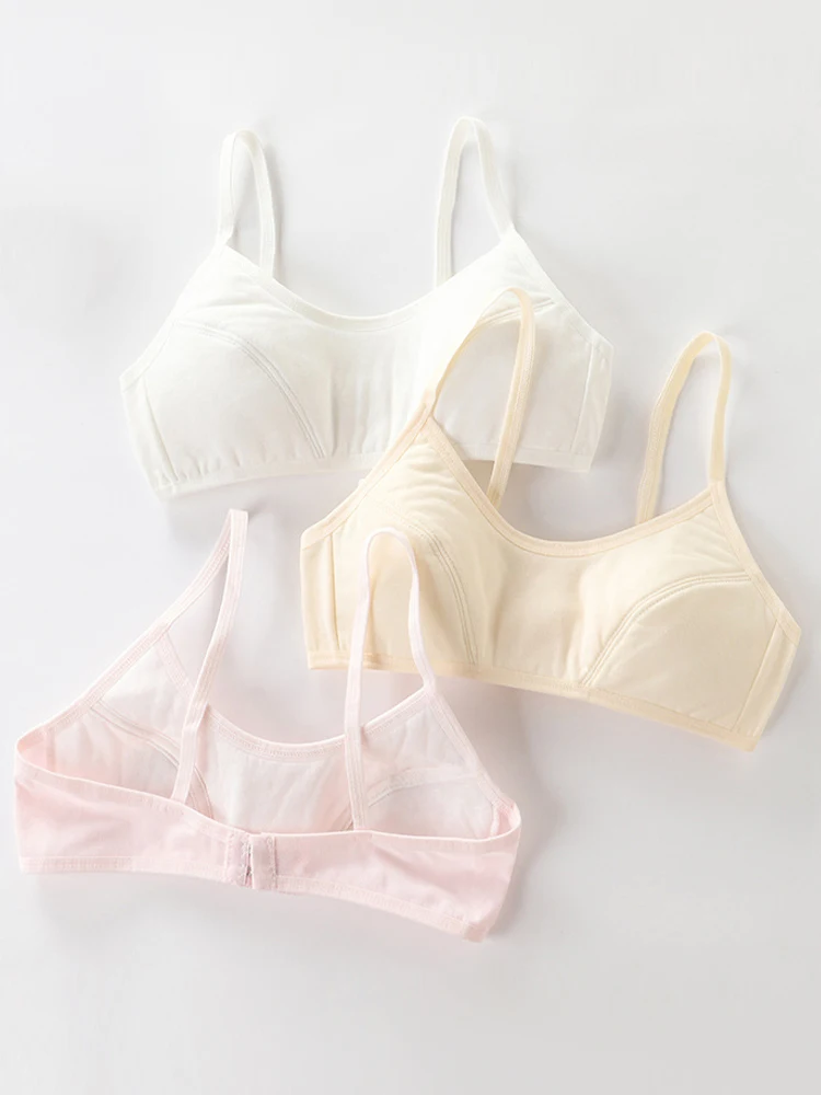 LJMOFA 8-16T Child Girls Bra Solid Color Young Girls Student No Rims Underwear Training Puberty Simple Undergarment Clothes B240