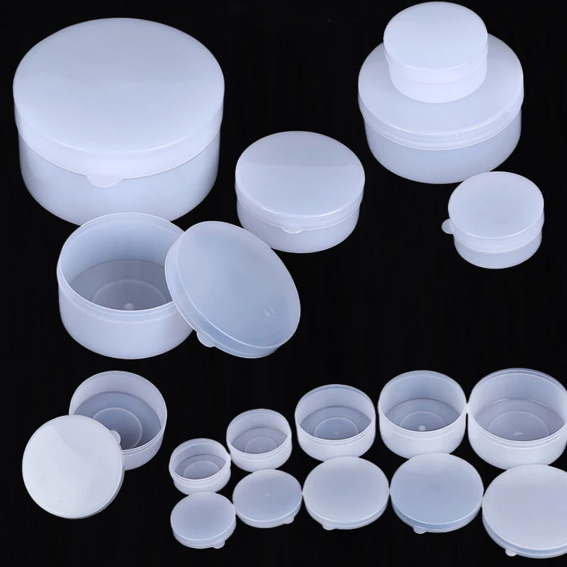 

10 шт., пластиковые белые мини банки для косметики, 5/10/20/30/50/100 г