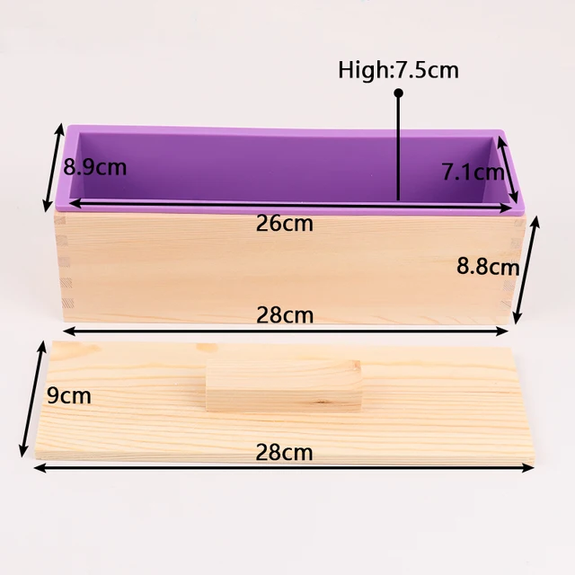 Molde de jabón de silicona rectangular pequeño con caja de madera DIY molde  de pan hecho a mano