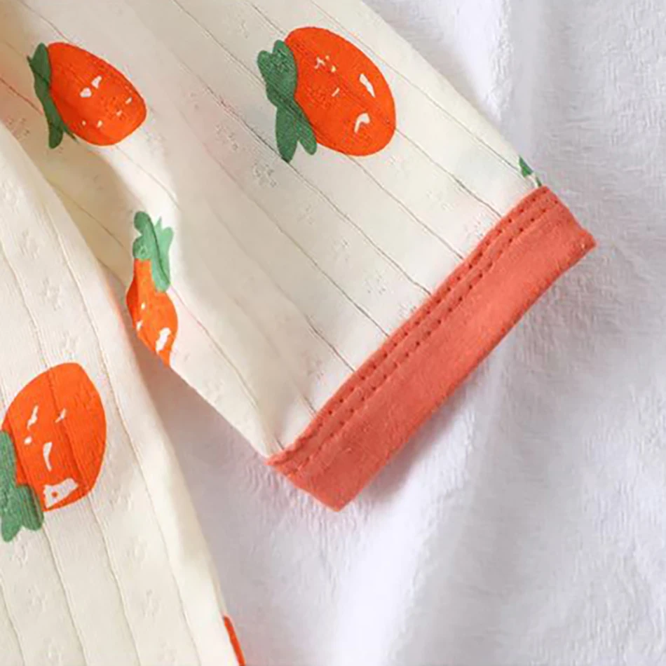 طقم بيجامات وقميص قطني بأكمام طويلة للأطفال الصيفي 4