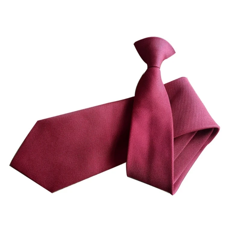 

Men Women Simple Clip on Tie Uniform Plain Solid Color Pre-Tied Party Necktie