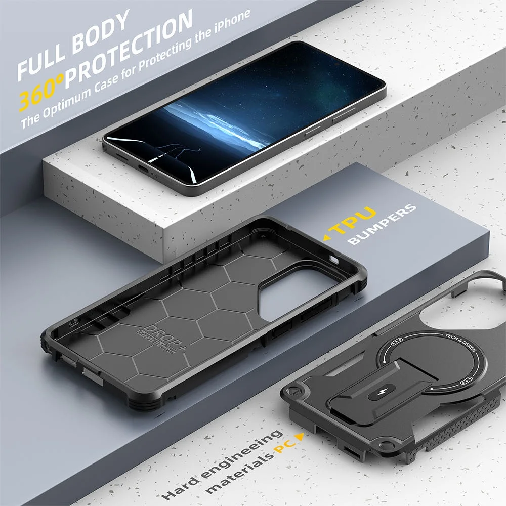 Magnetic Stand Holder Phone Case with Foldable Design