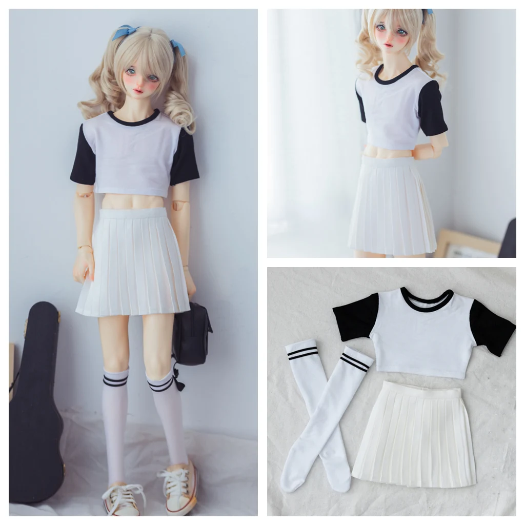 

1/4 1/3 Scale BJD Clothes T-Shirt + Skirt + Socks Outfit For BJD/SD MSD SD13 Girl POPO68 SSDF ID75 Uncle Doll Accessories C2160