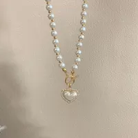 Elegant Pearl Necklace For Women Heart Pendant Necklaces Luxury Imitation Pearls Chain Necklaces Korean Jewelry Girls Gifts 6