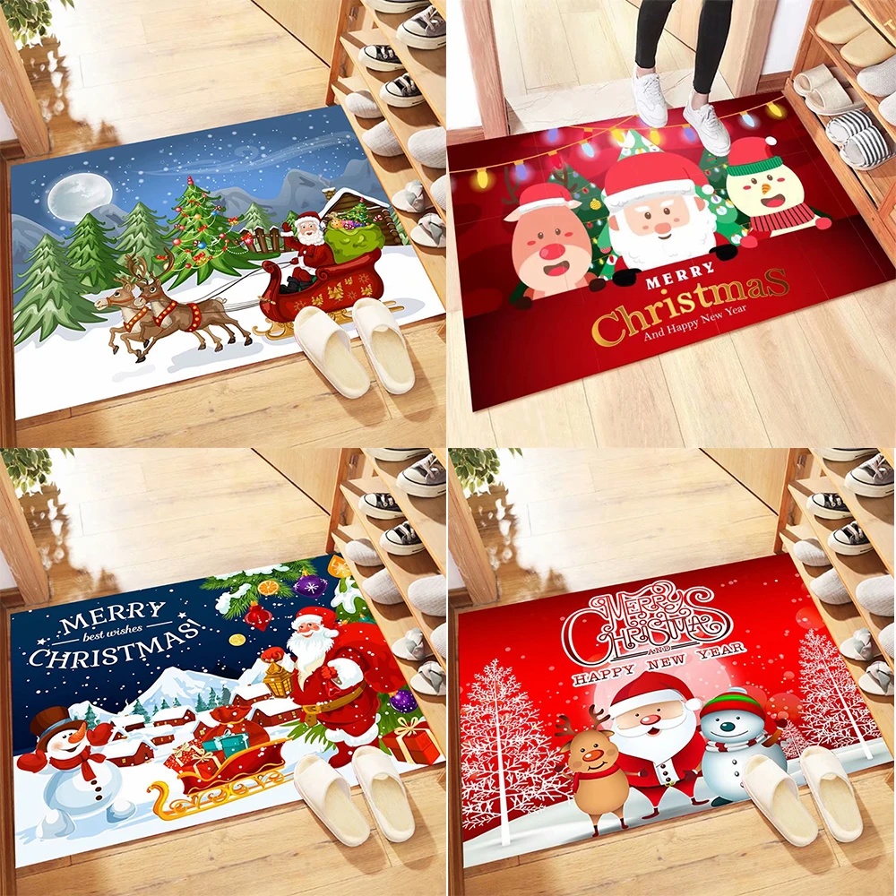 

Christmas Series Carpet Floor Mat Festive Atmosphere Decorative Cartoon Santa Claus Non-slip Door