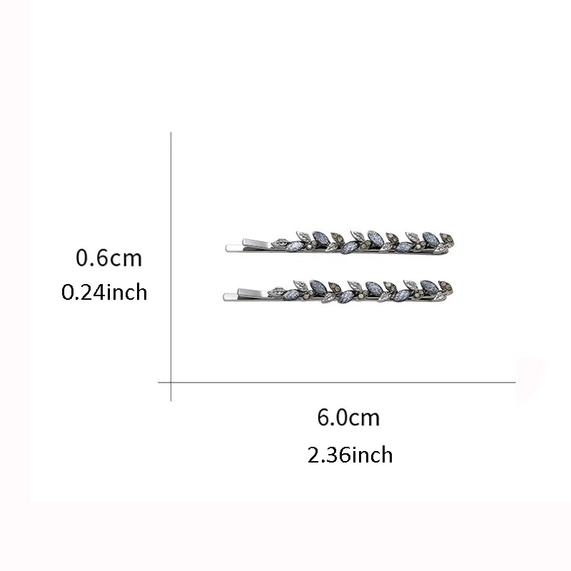 2 Teile/satz Exquisite Strass Glasur Blatt Haarnadel Nette und Süße frauen Pony Seite Clip Einfache Koreanische Stil Haar Zubehör – Detail 5