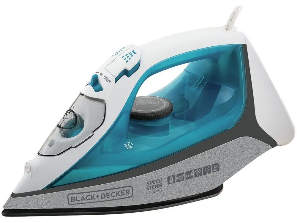 Ferro de Passar Roupa a Vapor e a Seco Black + Decker Speed Steam FX3060 Branco e Azul - 110V 2