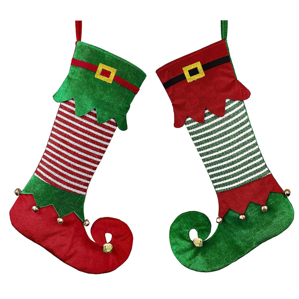 

2 Pcs Christmas Decorative Stocking Gift Bag Ornament Xmas Hanging Sock Stockings