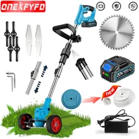 Electric Lawn Mower 21V Cordless Grass Trimmer Length Adjustable Cutter Household Garden Tools Compatible Makita 18V Battery 1