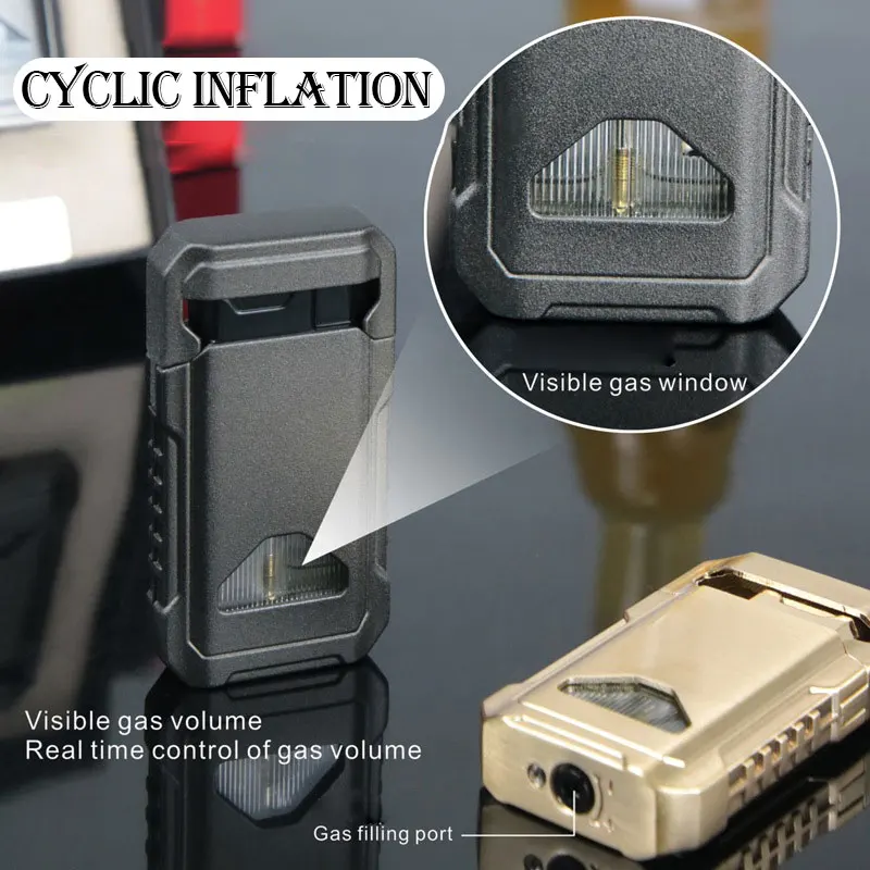 Double Turbo Torch Jet Men Dedicated Metal Plastic Gas Lighter Windproof Pipe Smoking Cigar Gadget