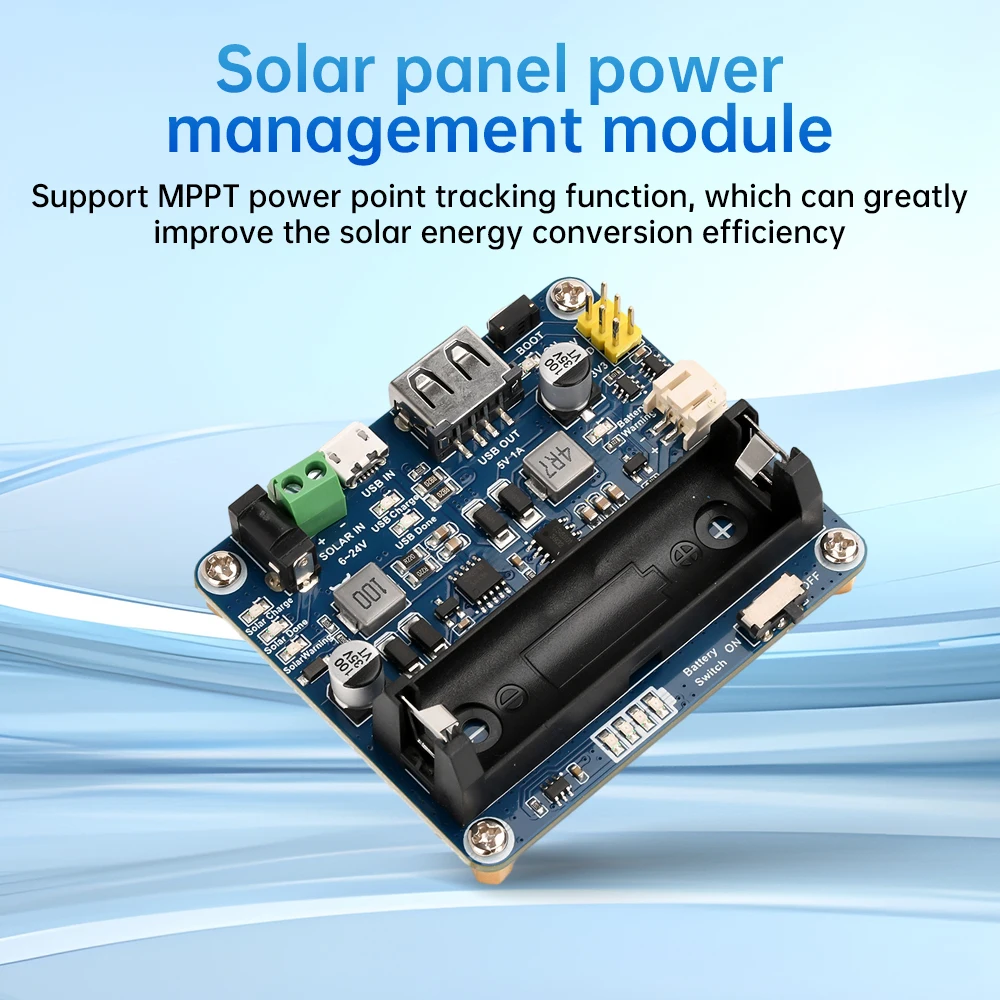 6V~24V Solar Panel Power Management Module Supports MPPT Function 850mAh Li-ion Battery For Arduino Jetson Raspberry Pi solar panel power module