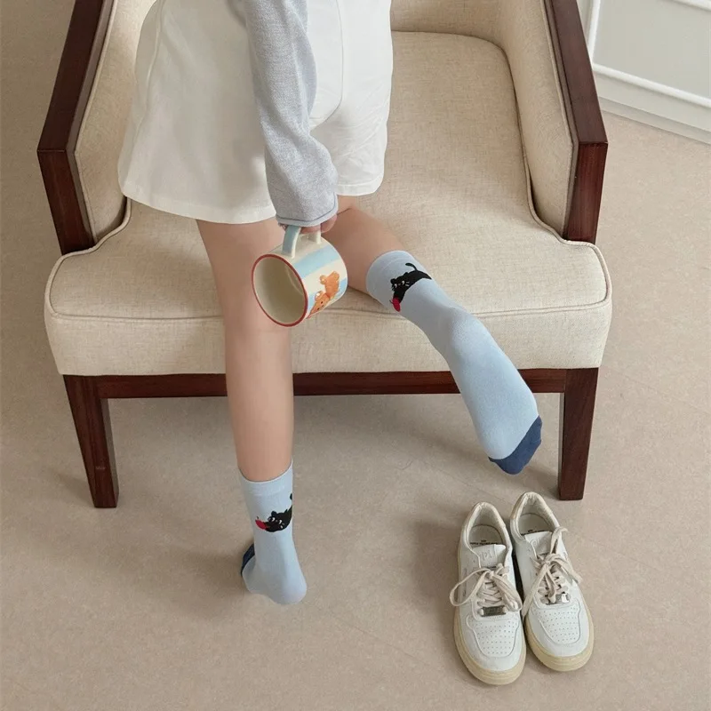 Socks For Women Cute New Novelties Fashion Cotton Breathable Funny Socks Female Casual Long Preppy Style Cartoon Socks Striped - 3