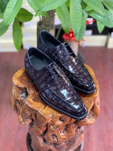 Business Style Genuine Crocodile Skin Men Dress Shoes Authentic Real True Alligator  Leather Male Black Lace-up Oxfords For Suits - AliExpress