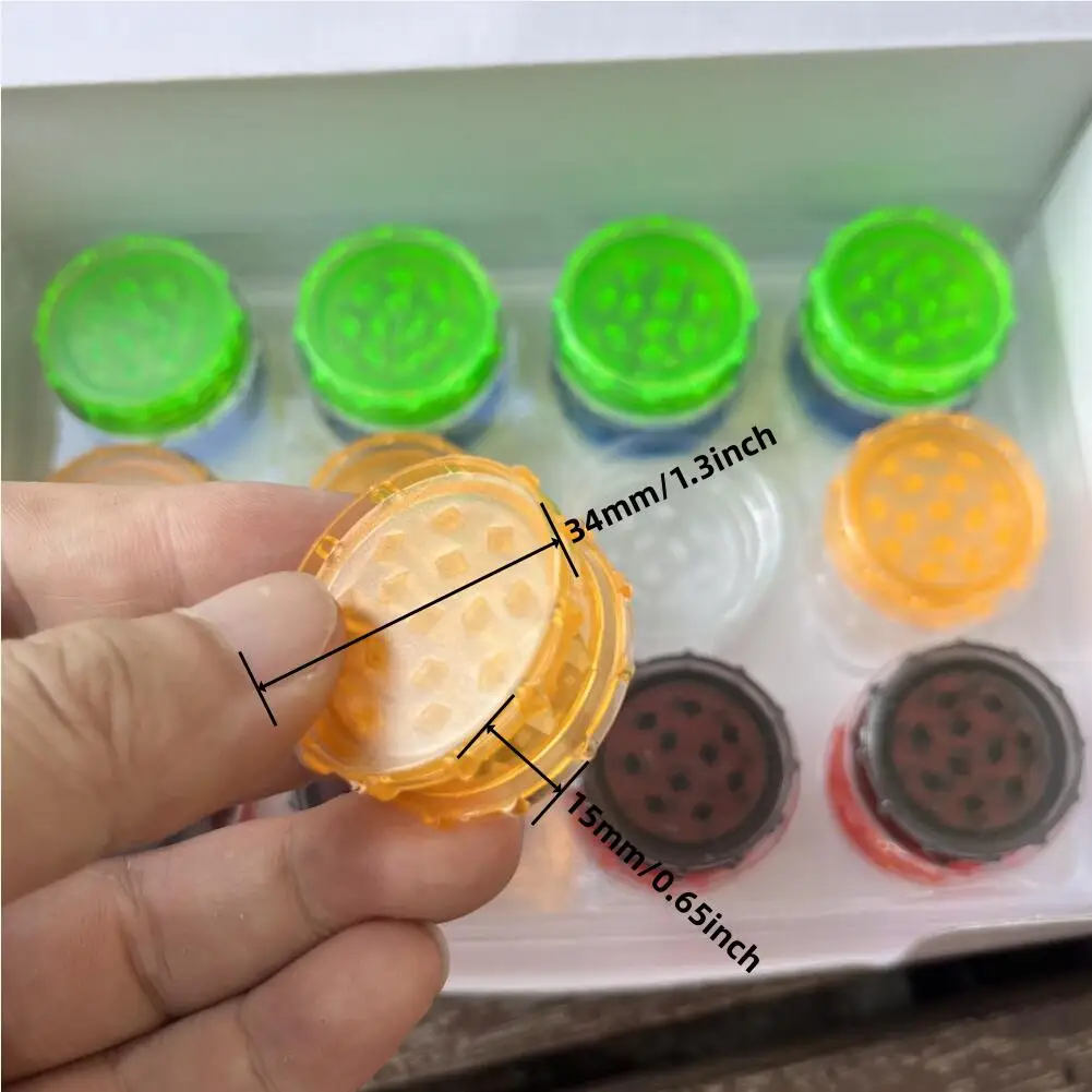 Herb Grinder Tobacco Grinder Manual Spice Grinder 48Pcs/Pack 35MM 2Layers Plastic Pepper Mill Spice Crusher Hand Muller Smoking Grinder Mixed Color