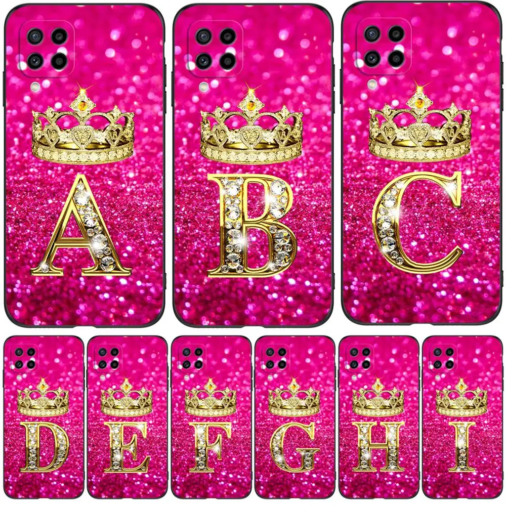 Per Samsung Galaxy M22 M32 Custodia 4G Per Samsung M22 Custodia Morbida Per Samsung M32 4G M 22 32 Custodia In Tpu Nero Lettera Diamond Crown Pink