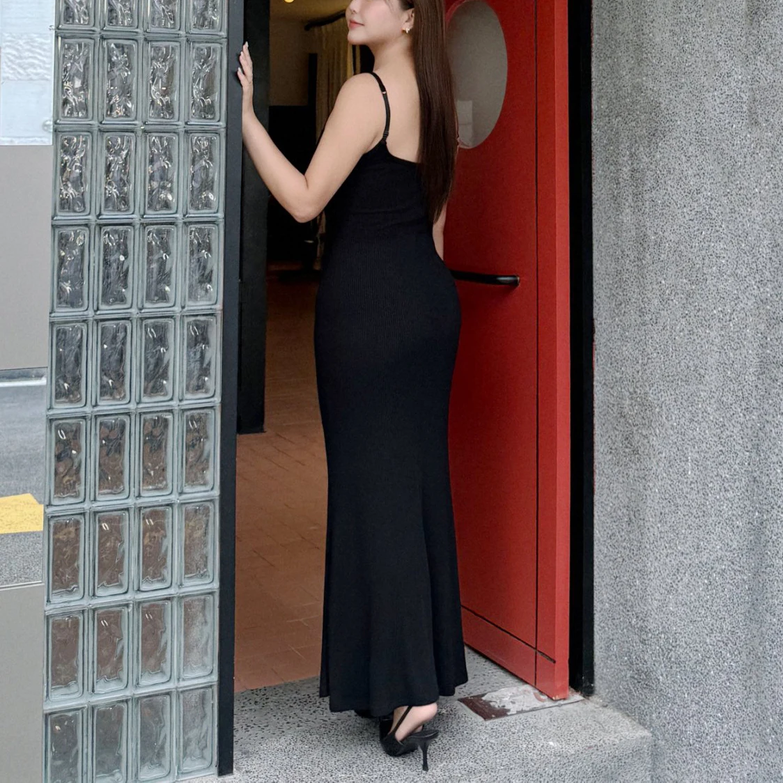 Fashion Plus Size Women's Mermaid Dresses Premium S-curve Faux Cashmere Knitted Sexy Slim Spaghetti Strap Dress Autumn 9338