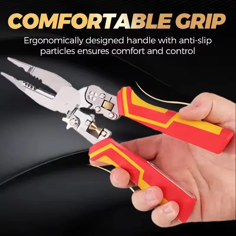 8-in-1 Multi-function Wire Stripper Electricians Voltage Testing Cable Cutting Scissors Crimping Pliers