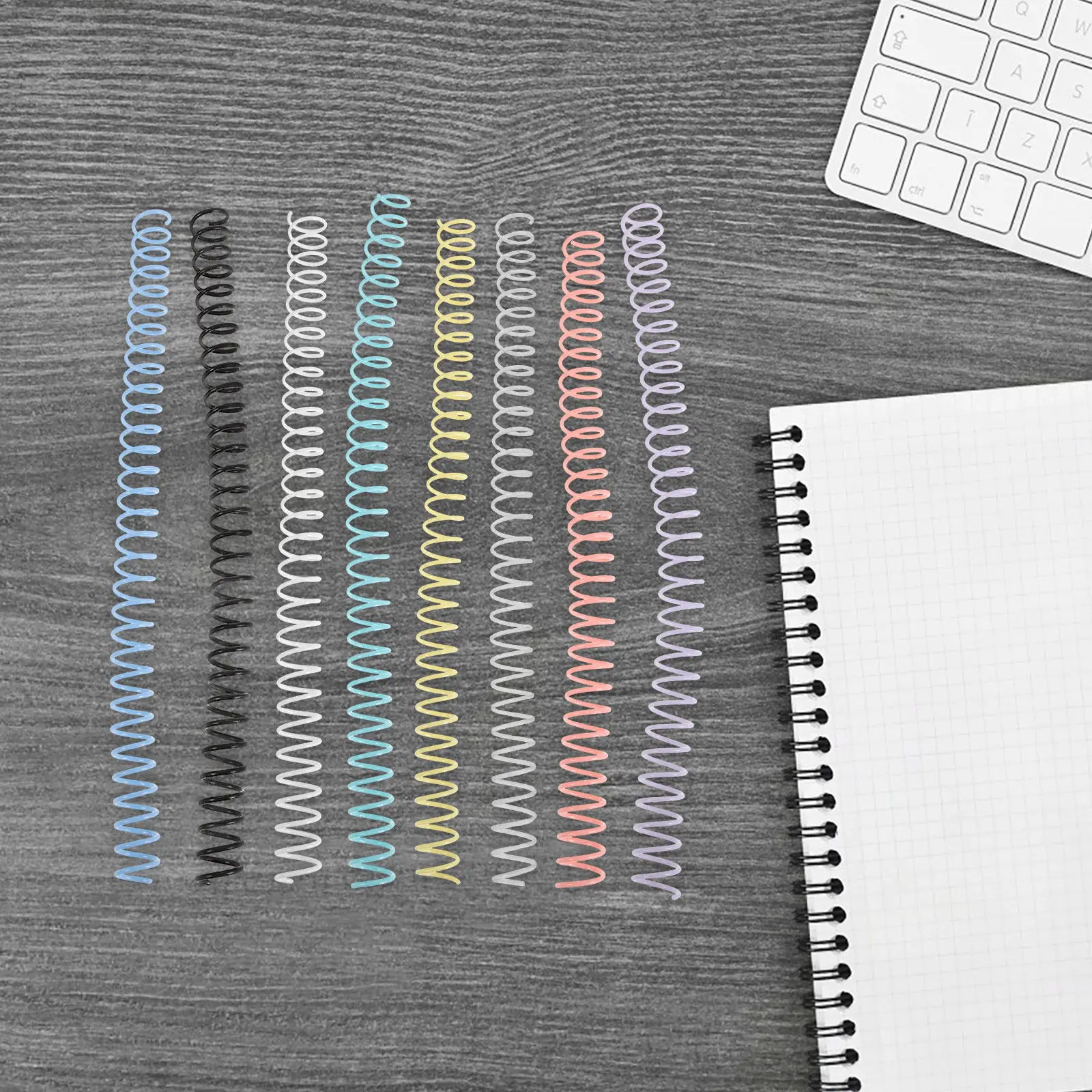 8Pcs 플라스틱 나선형 바인딩 코일 35Mm 사무실 학교 홈 보고서 엔지니어링 프리젠 테이션을위한 다채로운 빗 바인딩 스파인