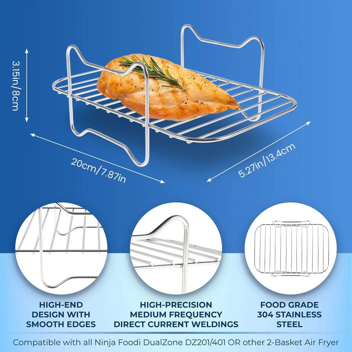 Air Fryer Rack Double Basket Air Fryers Stainless Steel Grilling Rack Fryer Accessories Cooking Toast Oven air fryer rack