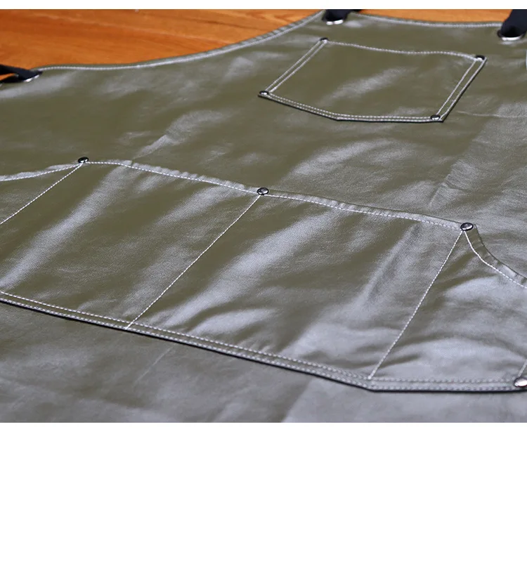 Description Picture 2 of itemWaterproof PU Soft Leather Apron for Catering Hairdressing and Beauty Service Staff H Shoulder Strap Work Apron