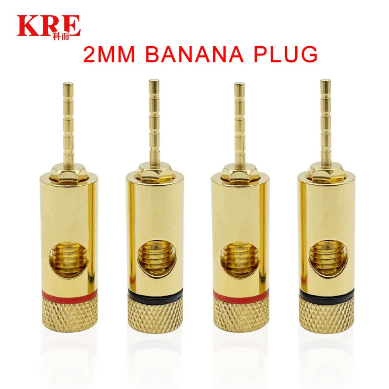 

8Pcs/4Pairs Copper Gold-Plated 2mm Pin Banana Plug Adapter Straight Pin Banana Terminals Speaker Plugs Wiring Connector